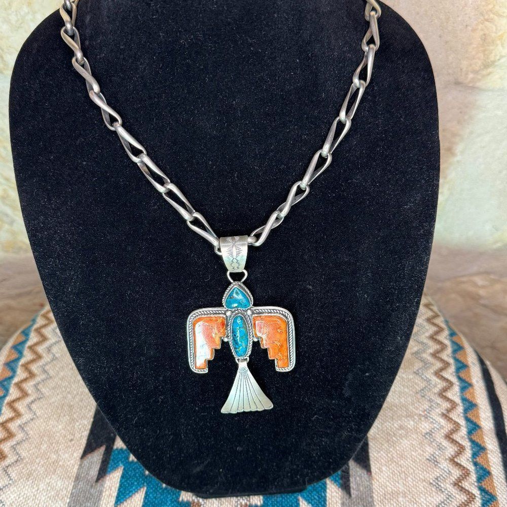 Navajo handcrafted Thunderbird pendant by Martha Willeto.  Chain not included!